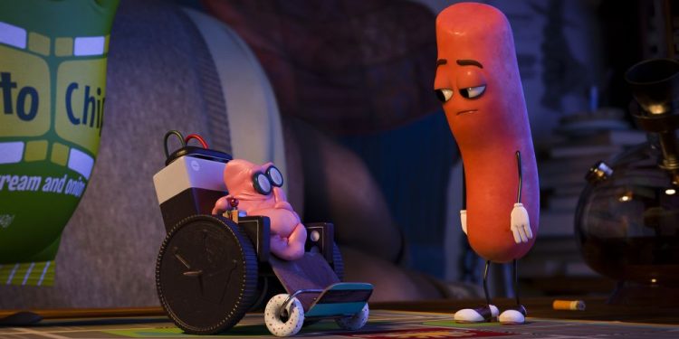 Gum (Scott Diggs Underwood) with Barry (Michael Cera) in Columbia Pictures' SAUSAGE PARTY.
