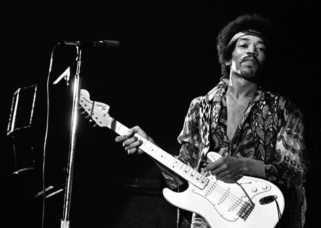 DENMARK - SEPTEMBER 03: Photo of Jimi Hendrix 10; Jimi Hendrix KB-Hallen Copenhagen September 3 1970 (Photo by Jan Persson/Redferns)