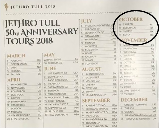 Jethro Tull 50th Anniversary Tour 2018