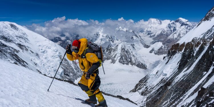 Team member during the expedition to find Sandy Irvine's remains on Mt. Everest, in attempt to solve one of the mountain's greatest mysteries: who was the first to summit Mt. Everest? (National Geographic/Matt Irving)