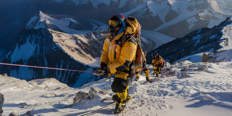 Team members during the expedition to find Sandy Irvine's remains on Mt. Everest, in attempt to solve one of the mountain's greatest mysteries: who was the first to summit Mt. Everest? (National Geographic/Matt Irving)