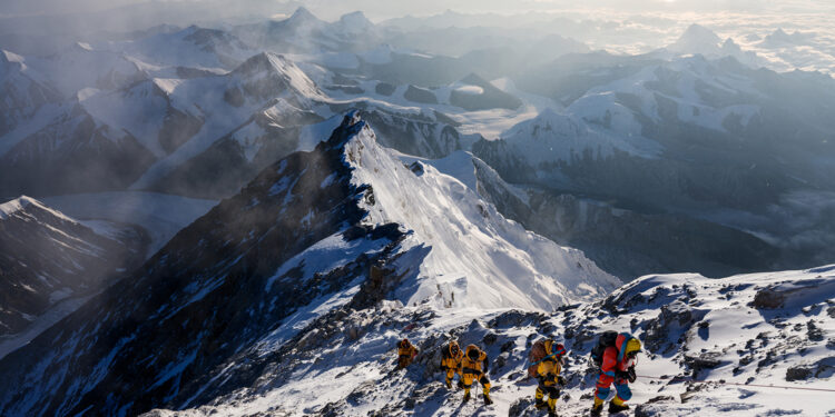 Team members during the expedition to find Sandy Irvine's remains on Mt. Everest, in attempt to solve one of the mountain's greatest mysteries: who was the first to summit Mt. Everest? (National Geographic/Matt Irving)