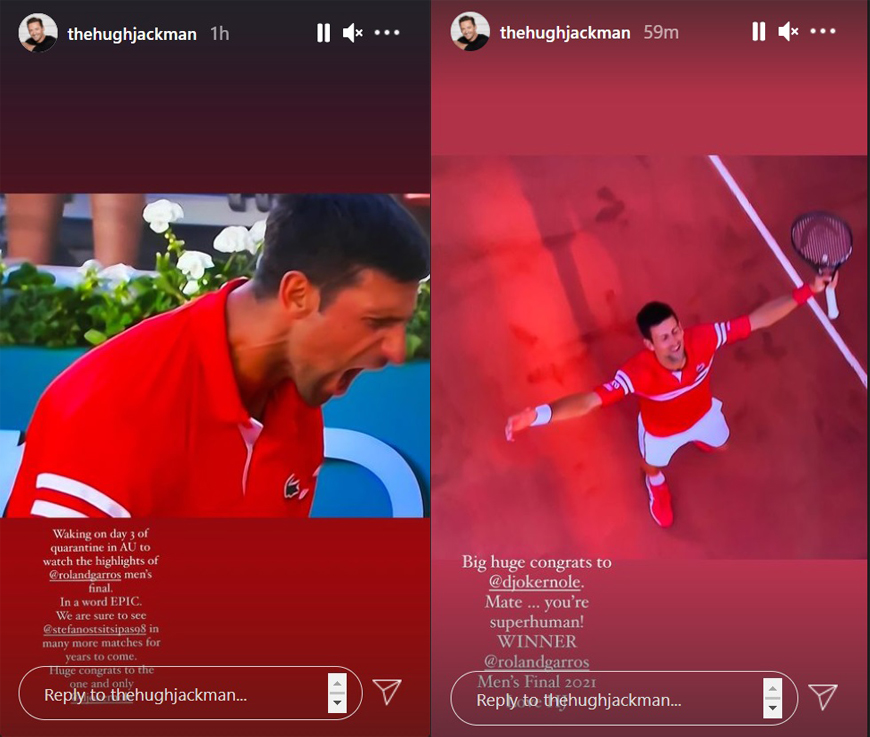 Hju Džekmen, Novak Đoković/Photo: instagram printscreen